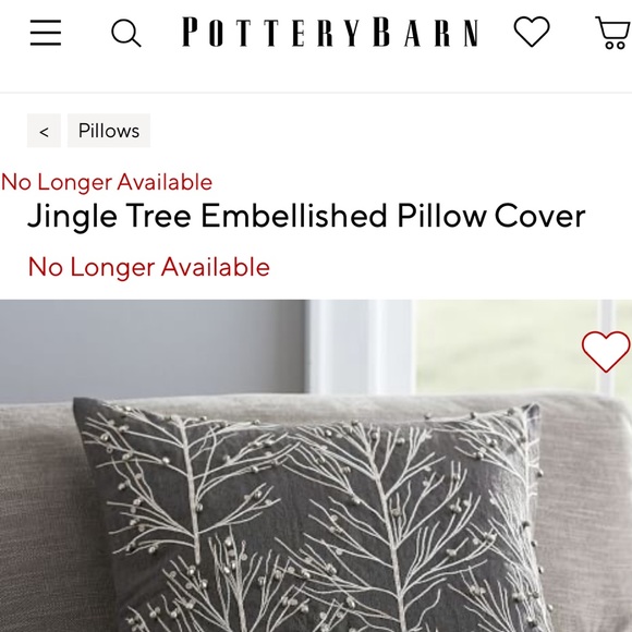 Pottery Barn Jingle Bell Tree Embellished Gray Pillow Cover Rare New With Tags - Picture 2 of 2